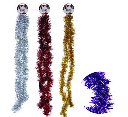 XMAS GARLAND TINSEL 7cmx2m ASSTD