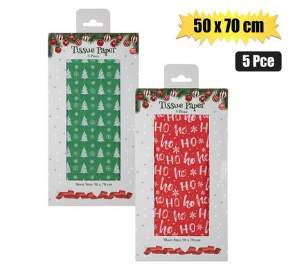 XMAS TISSUE PAPER 5PC 50x70cm