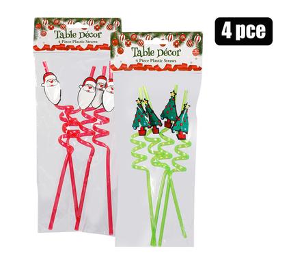XMASPLASTIC STRAWS 4pc ASSTD
