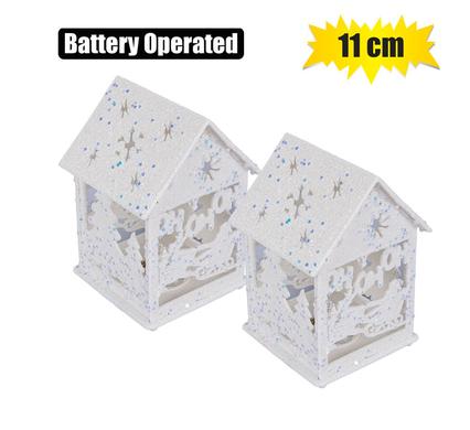 XMAS DECOR GLITTER HOUSE B/O  11cm