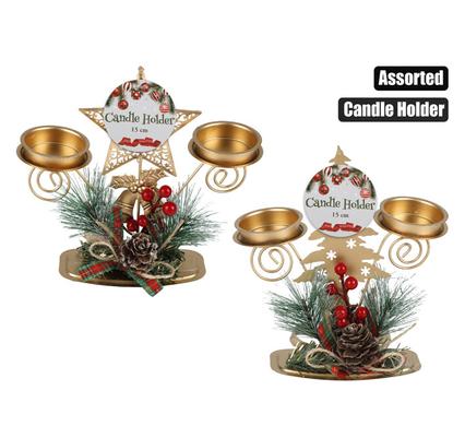 XMAS CANDLEHOLDER ASSTD