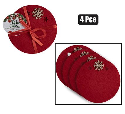 XMAS COASTERS SET FELT 4PC