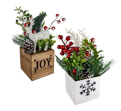 XMAS WOODEN BOX W/BERRY TREE