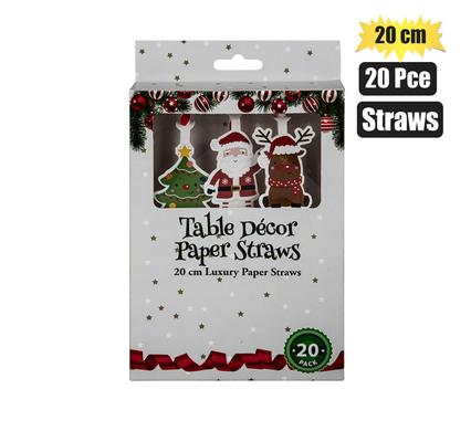 XMAS PAPER STRAWS 20pc 20cm
