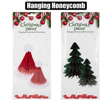 XMAS DECOR HONEYCOMB HAT TREE ASSTD