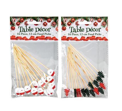 XMAS FOOD PICKS 16PC 12cm
