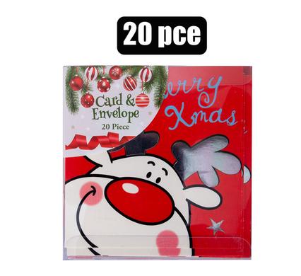 XMAS CARD & ENVELOPE 20PC