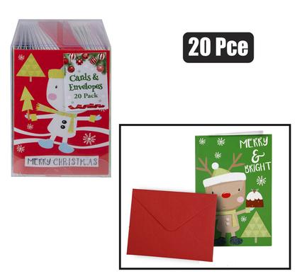 XMAS CARD & ENVELOPE 20PC