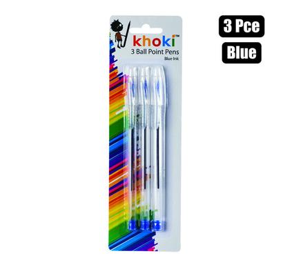 PEN BALL POINT 3PCE BLUE