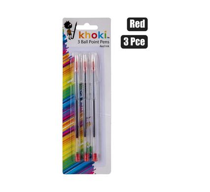 PEN BALL POINT 3PCE RED