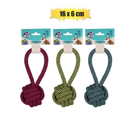 PET DOG TUG TOY STRING WITH BALL 16x6cm