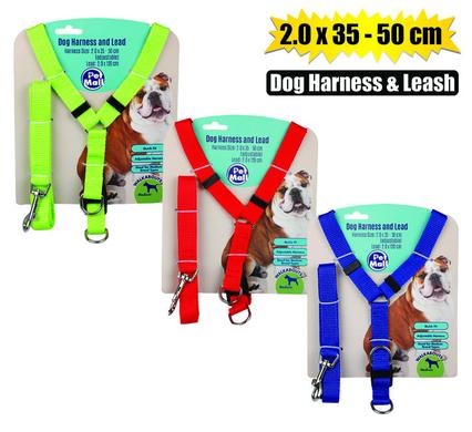 PET DOG HARNESS + LEAD 2.0x35-50cm