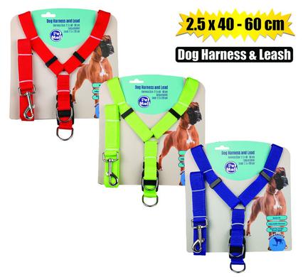 PET DOG HARNESS + LEAD 2.5x40-60cm