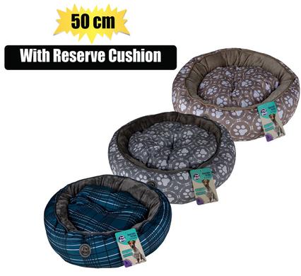 PET BED ROUND WITH REVERSE CUSHION 50cm
