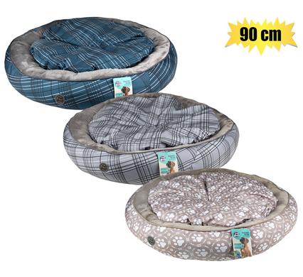 PET BED ROUND WITH REVERSE CUSHION 90cm