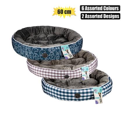 PET BED ROUND 60cm ASSORTED DESIGNS