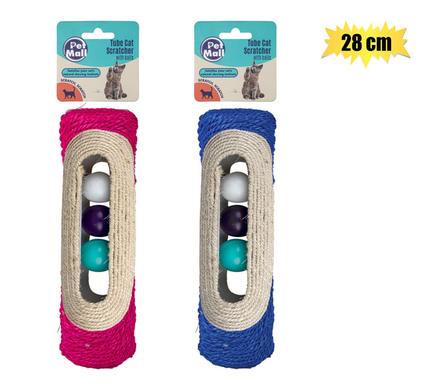PET CAT SCRATCH TOY TUBE WITH BALL 28cm
