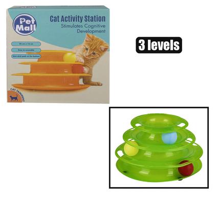 PET CAT TOY PYRAMID WITH BALL 3 LEVELS