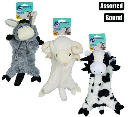 PET PUPPY TOY FARM ANIMAL CRINKLE ASST