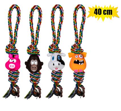 PET DOG TOY ROPE AND ANIMAL ASSTD 40cm