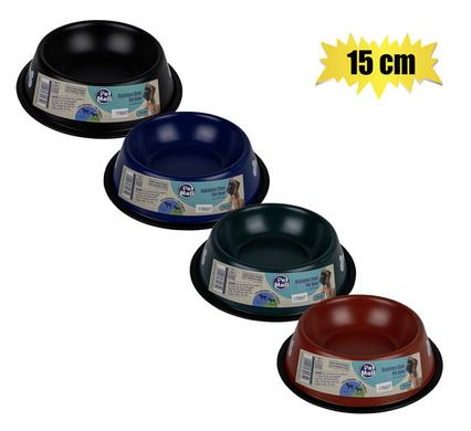 PET DOG BOWL S/S DARK COLOURS  15cm