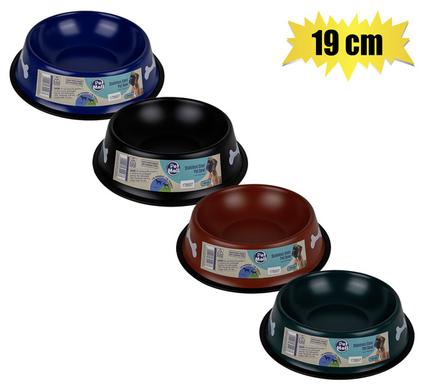 PET DOG BOWL S/S DARK COLOURS  19cm