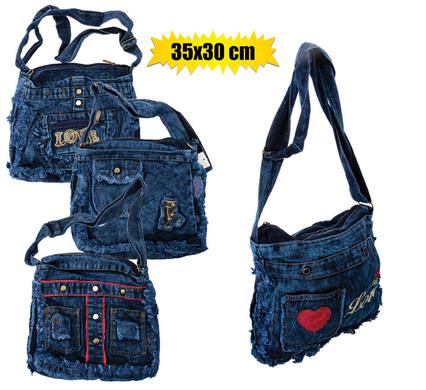 BAG LADIES DENIM ASSTD 35x30cm