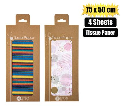 PAPER TISSUE 75x50cm 4SHTS PATTERN