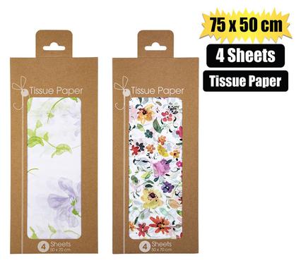 PAPER TISSUE 75x50cm 4SHTS FLOWER