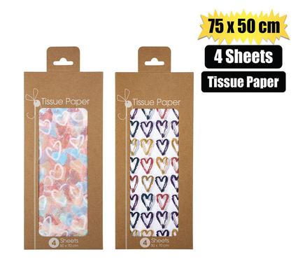 PAPER TISSUE 75x50cm 4SHTS LOVE
