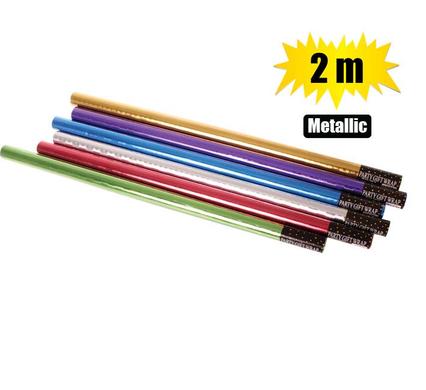GIFT-WRAP 700mmx2m METALLIC ROLLS ASSTD