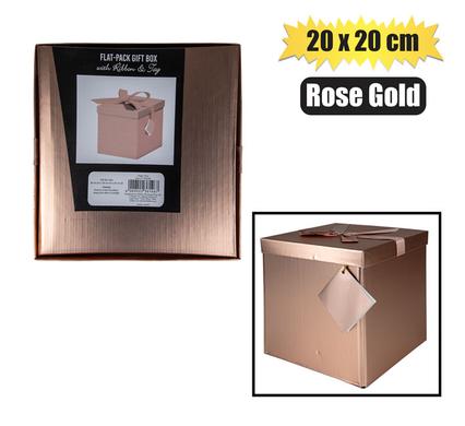 GIFTBOX FLAT PACK 20x20cm ROSE GOLD
