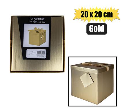 GIFTBOX FLAT PACK 20x20cm GOLD