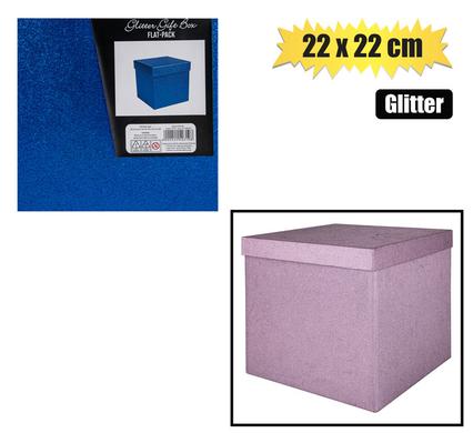 GIFTBOX FLAT PACK 22x22cm GLITTER