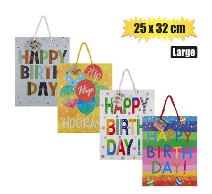 GIFT-BAG PAPER LRG 25x32cm BIRTHDAY