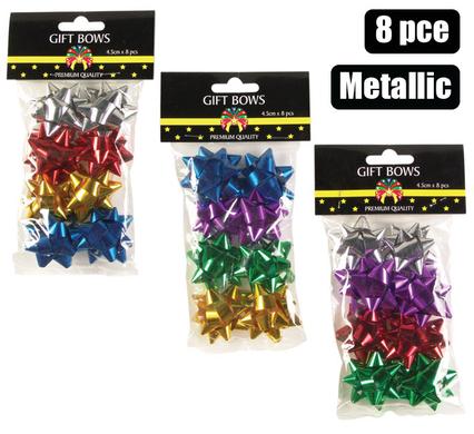 GIFT-DECOR BOW METALLIC 4.5cm 8PCE ASSTD