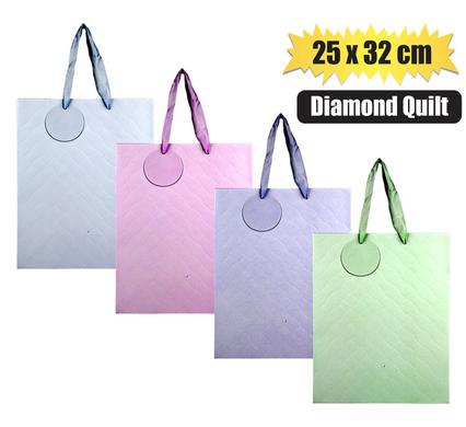 GIFT-BAG PAPER LRG 25x32cm DIAMOND QUILT