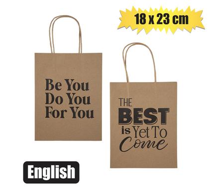 GIFT-BAG PPR ENG WORDS MED 18x23cm