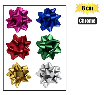 GIFT-BOW CHROME ASSTD COLOURS 8cm