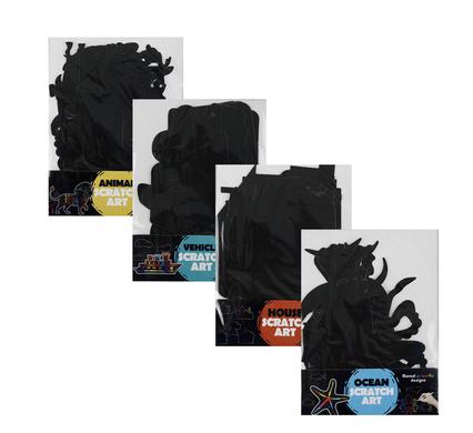 ART+CRAFT SCRATCH ART SHAPES 8PC ASSTD