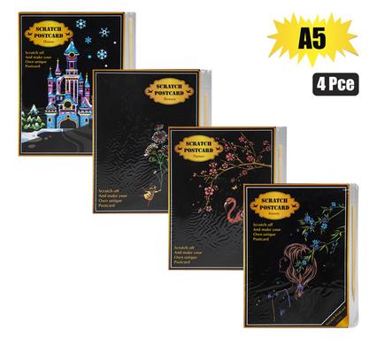 ART+CRAFT SCRATCH ART SHEETS 4PC A5