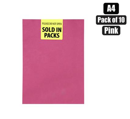 ART+CRAFT BOARD A4 160g SHEET PINK 10PK