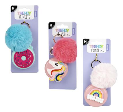 KEYCHAIN WITH MIRROR & BRUSH  ASST  7cm