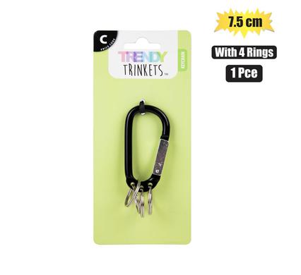 KEYCHAIN SNAP HOOK 1PC 7.5cm 4 RINGS