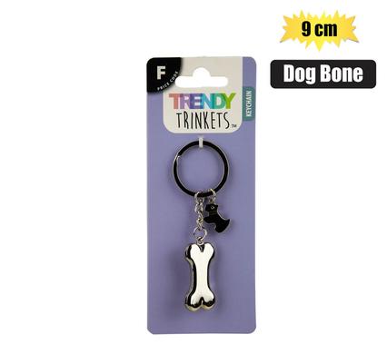 KEYCHAIN SILVER MTL DOG BONE 9CM