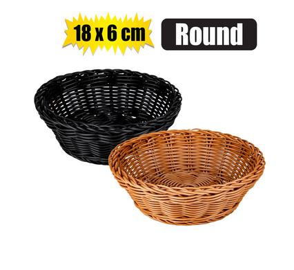 WOVEN PLASTIC BASKET ROUND 18x6cm