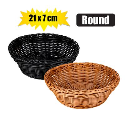 WOVEN PLASTIC BASKET ROUND 21x7cm