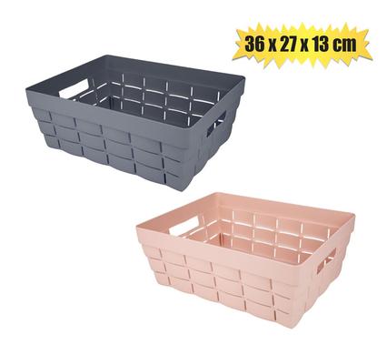 BASKET PL WOVEN PATTERN 36x27x13cm