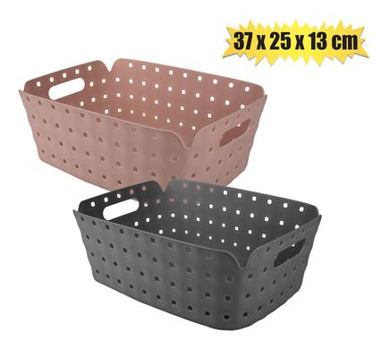 BASKET PL SQUARE PATTERN 37x25x13cm