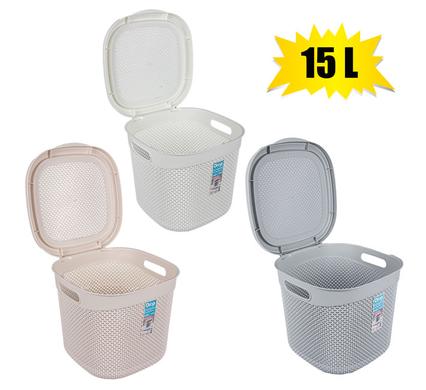BASKET PL DROP PATT 32x30x28cm 15L LID
